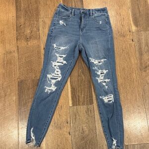 American Eagle Outfitters Distressed Blue Skinny Jeans